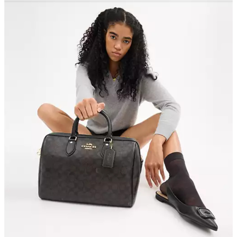 Coach Black/Brown Signature Satchel Crossbody - Picture 12 of 12